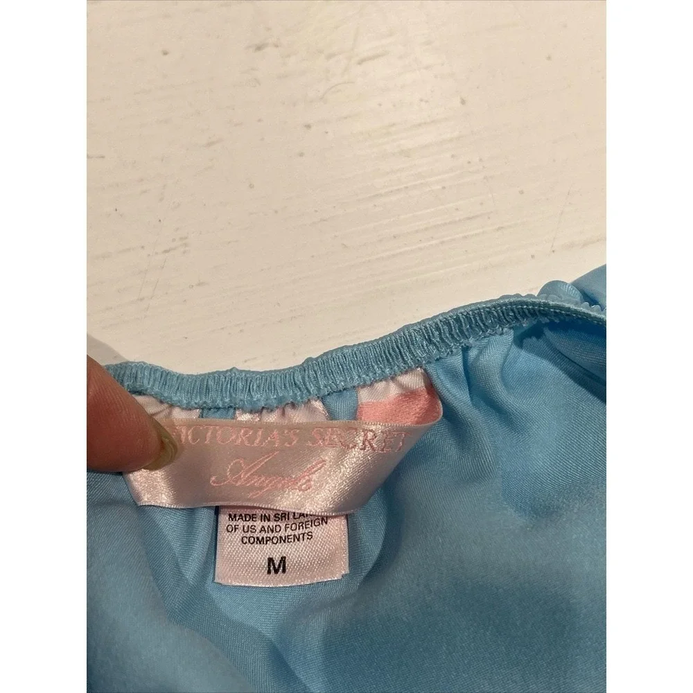 Vintage Y2K M Victoria's Secret Angels Satin Laced Babydoll Lingerie Blue